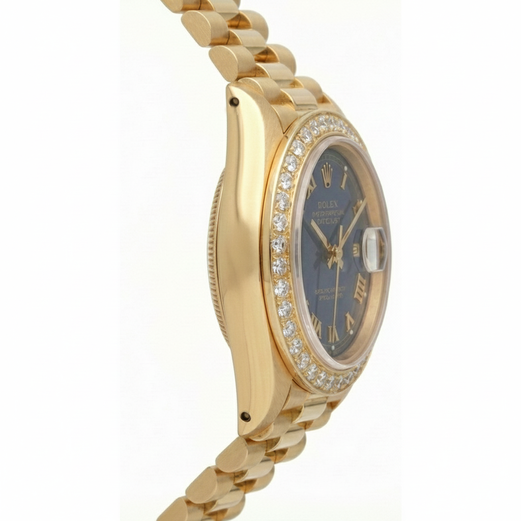 Blue Roman Dial Rolex Dj Presidential Style Watch Diamond Bezel