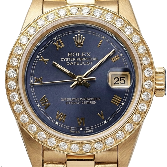 Blue Roman Dial Rolex Dj Presidential Style Watch Diamond Bezel