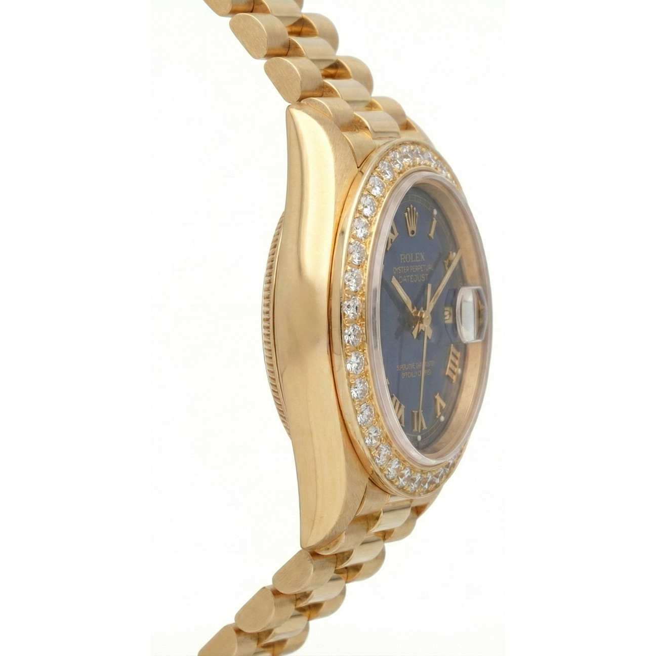Blue Roman Dial Rolex Dj Presidential Style Watch Diamond Bezel
