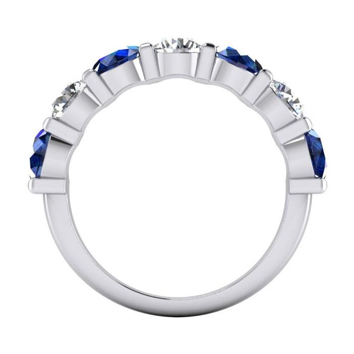 Blue Sapphire And Earth Mined Natural Diamond Gemstone Womens Band