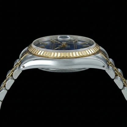 Blue Stick Dial Fluted Bezel Datejust Rolex Women Watch Ss & Gold