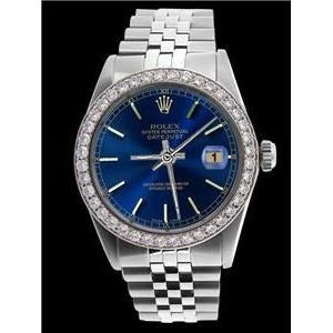 Blue Stick Dial Watch Ss Jubilee Diamond