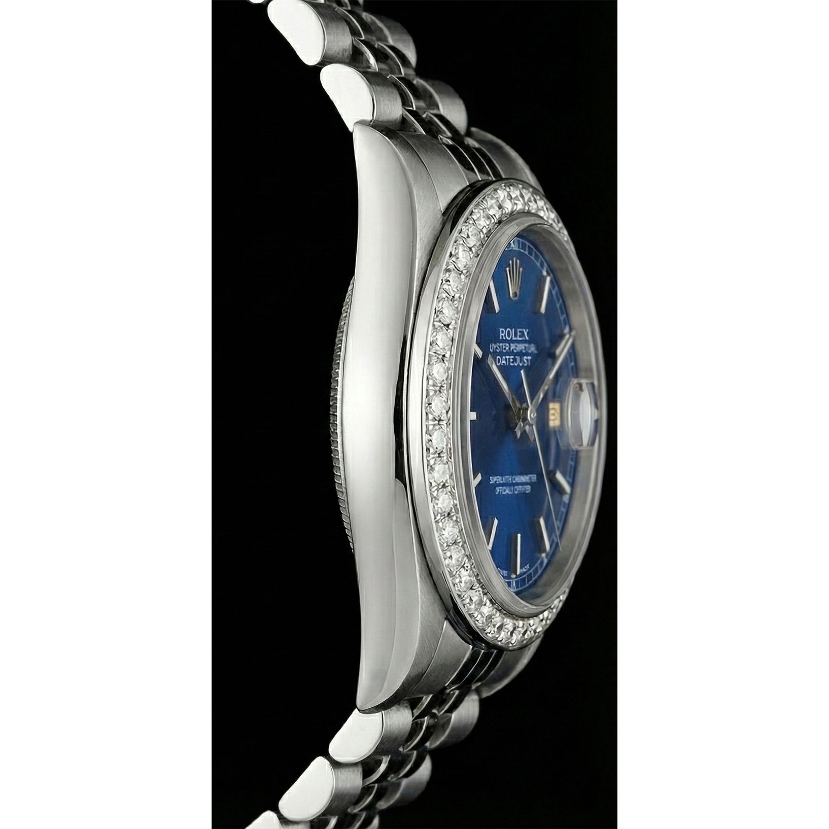 Blue Stick Dial Watch Ss Jubilee Diamond Perpetual Rolex Mens