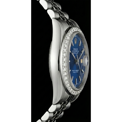 Blue Stick Dial Watch Ss Jubilee Diamond Perpetual Rolex Mens