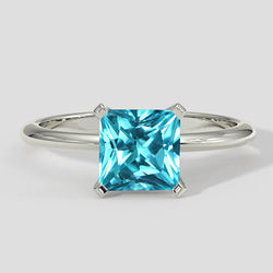 Natural Real ( Not Lab Grown )  Bluish Cushion Paraiba Ring 2.1 Carats