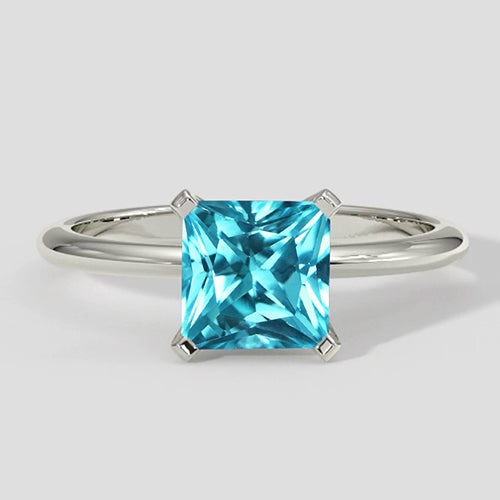 Natural Real ( Not Lab Grown )  Bluish Cushion Paraiba Ring 2.1 Carats