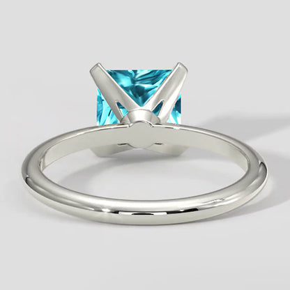 Natural Real ( Not Lab Grown )  Bluish Cushion Paraiba Ring 2.1 Carats