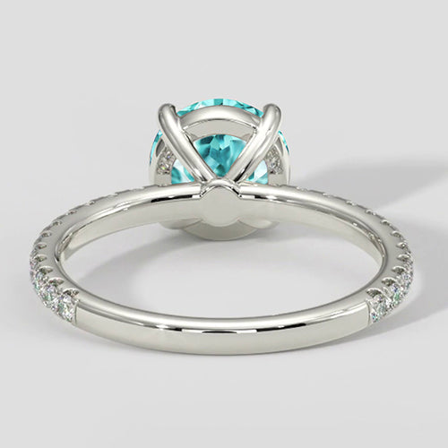Bluish Paraiba Ring With Round Diamond Accents