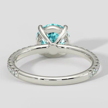 Bluish Paraiba Ring With Round Diamond Accents