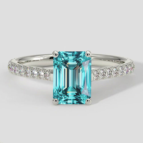 Bluish Paraiba Tourmaline with Diamond Band