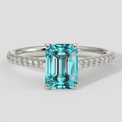 Bluish Paraiba Tourmaline with Diamond Band