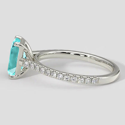 Bluish Paraiba Tourmaline with Diamond Band