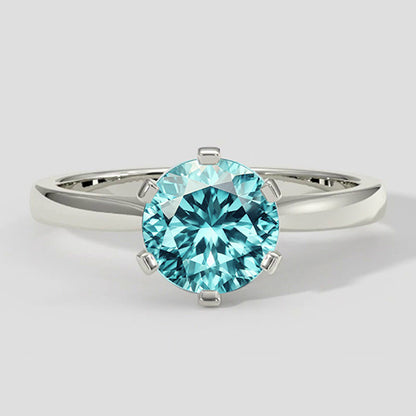 Bluish Round Paraiba Ring 3ct