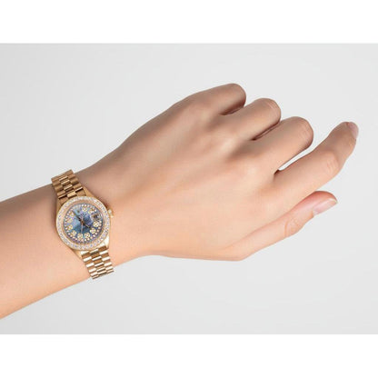 Bluish Gray Mop String Diamond Dial Ladies Yellow Gold Rolex Watch P4