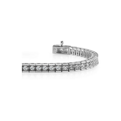 Box Link Tennis Bracelet 7.50 Ct Round Cut Natural Earth Mined Diamonds White Gold 14K