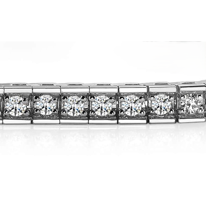 Box Link Tennis Bracelet 7.50 Ct Round Cut Natural Earth Mined Diamonds White Gold 14K