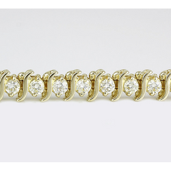 Yellow Gold 14K S Style Bracelet 7 Inches 9 carats Natural Diamonds F VS1