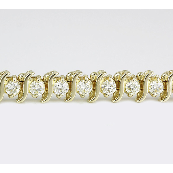 Yellow Gold 14K S Style Bracelet 7 Inches 9 carats Natural Diamonds F VS1