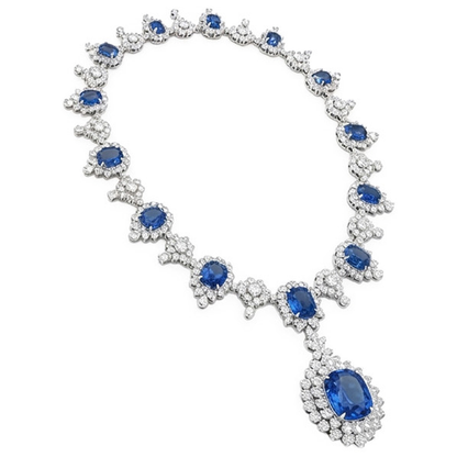Bridal Ceylon Color Royal Blue Sapphire IGI CERTIFIED Necklace