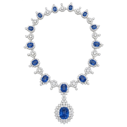 Bridal Ceylon Color Royal Blue Sapphire IGI CERTIFIED Necklace