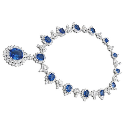 Bridal Ceylon Color Royal Blue Sapphire IGI CERTIFIED Necklace