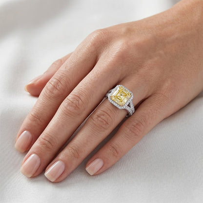 Brilliant Pavé Fancy Yellow Diamond Statement Ring – 3.50 ct