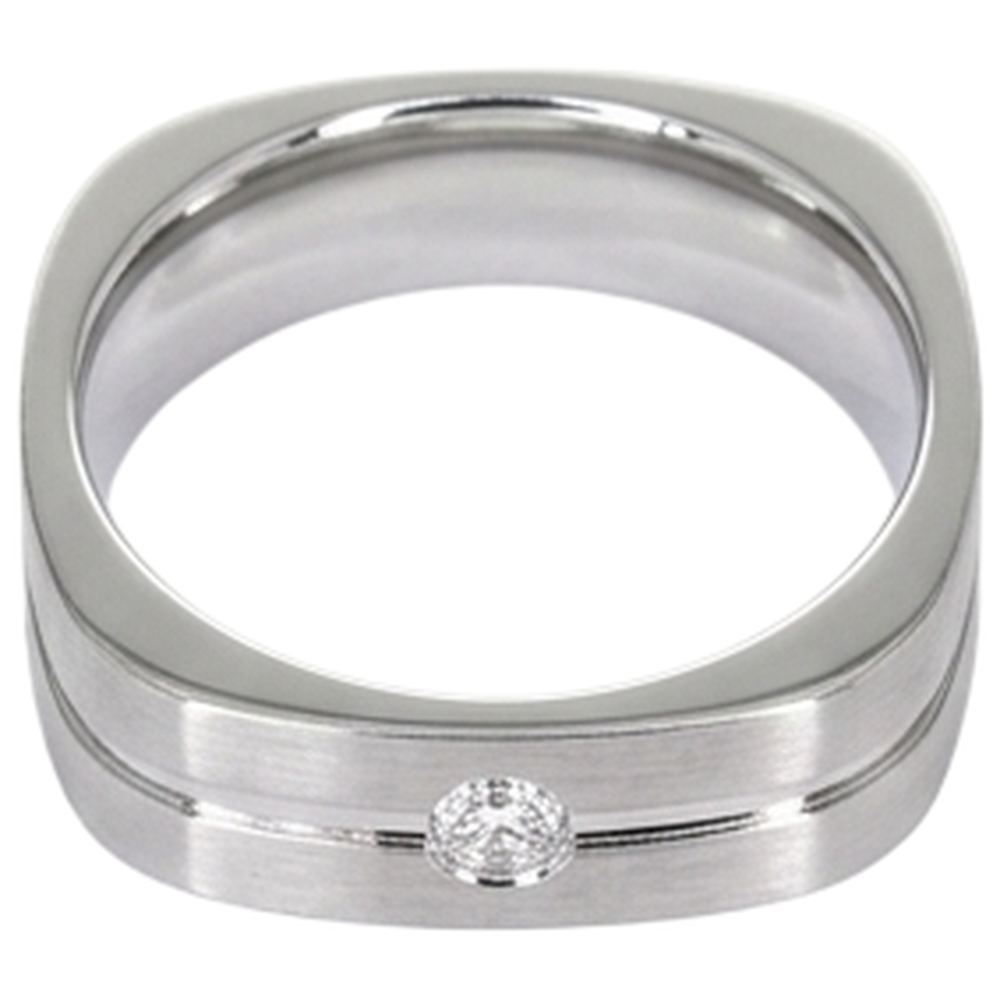 Brushed Finish Round Diamond Men's Ring White Gold 10K 0.20 Carats