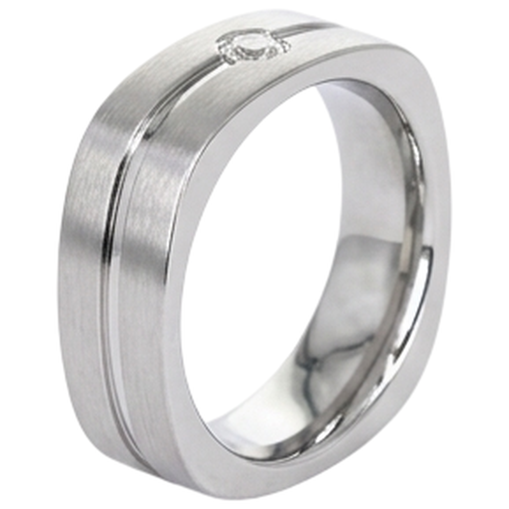 Brushed Finish Round Diamond Men's Ring White Gold 10K 0.20 Carats