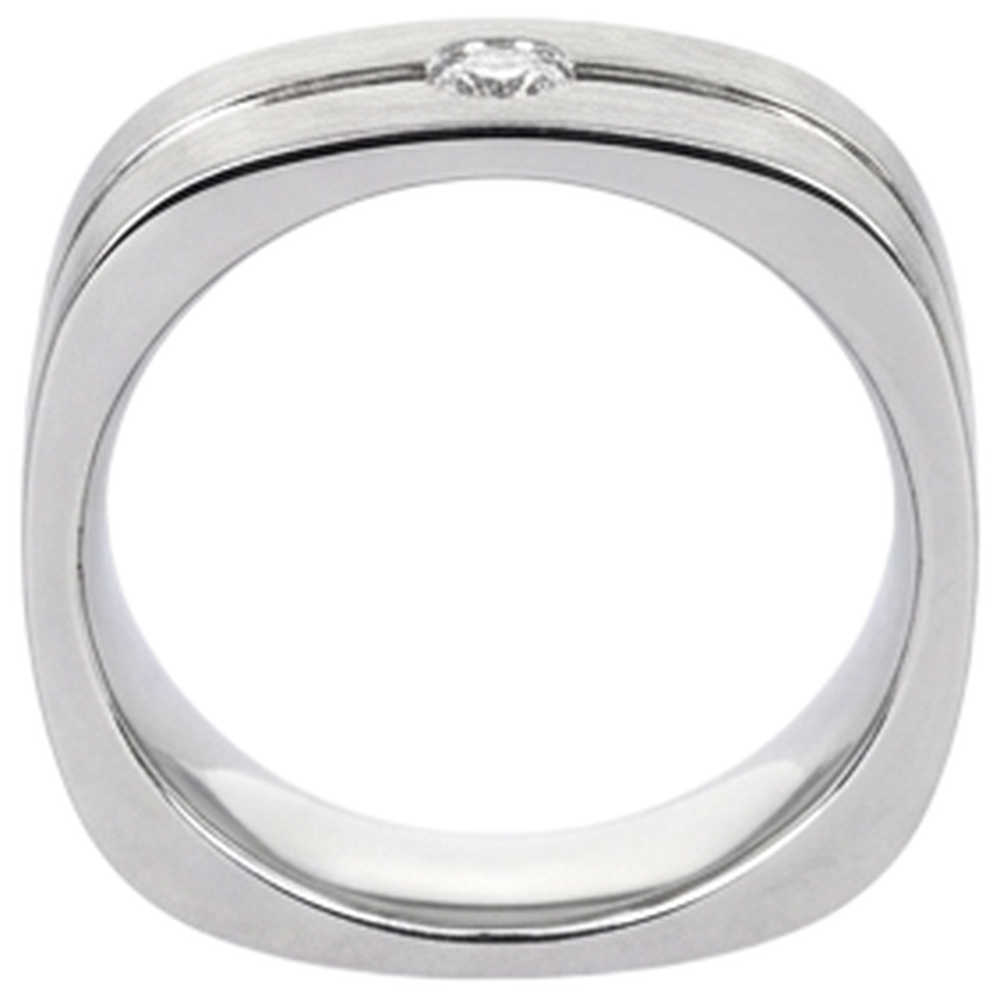 Brushed Finish Round Diamond Men's Ring White Gold 10K 0.20 Carats
