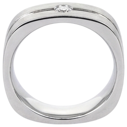 Brushed Finish Round Diamond Men's Ring White Gold 10K 0.20 Carats