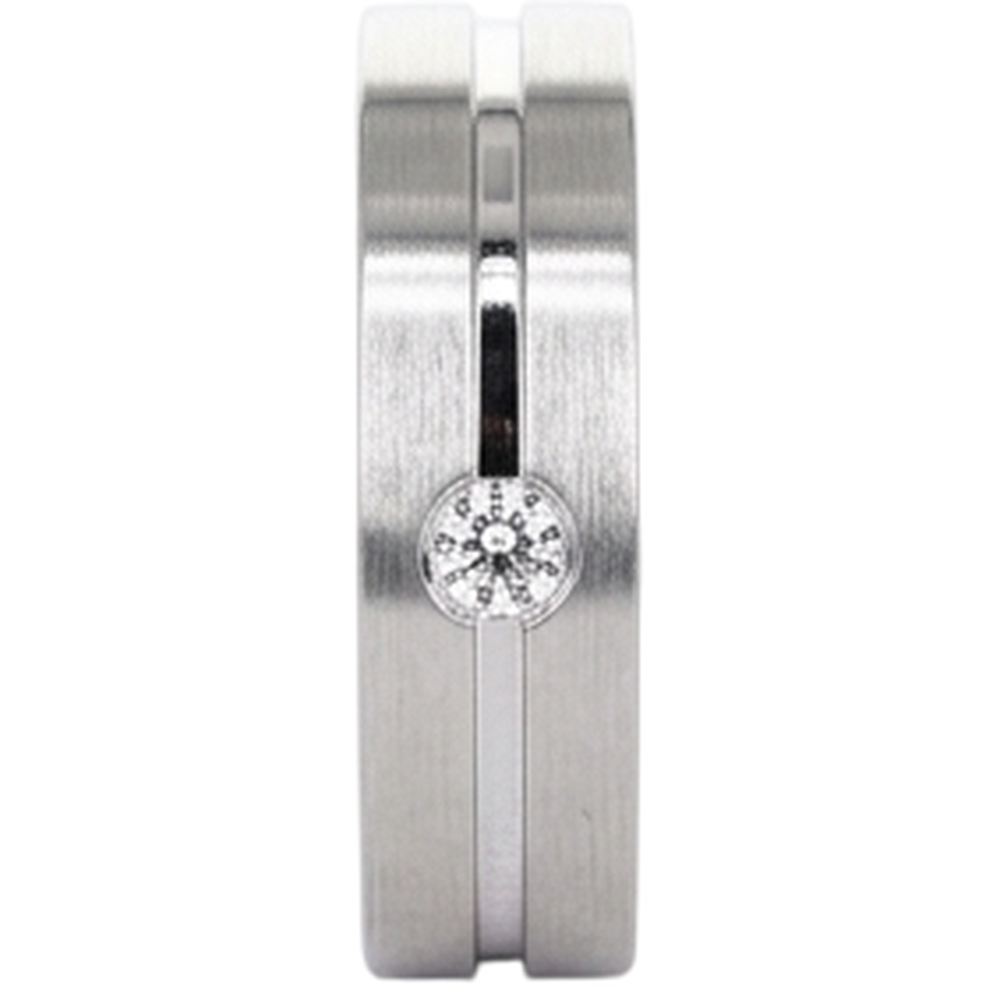 Brushed Finish Round Diamond Men's Ring White Gold 10K 0.20 Carats