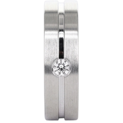 Brushed Finish Round Diamond Men's Ring White Gold 10K 0.20 Carats