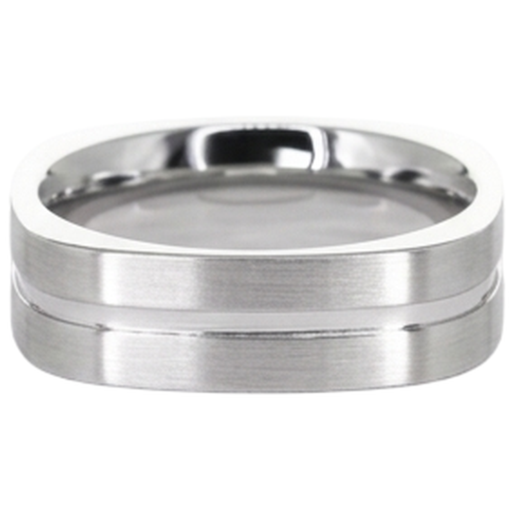 Brushed Finish Round Diamond Men's Ring White Gold 10K 0.20 Carats