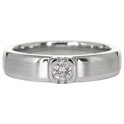 Brushed Finish Round Diamond Men's Ring White Gold 10K 0.50 Carats