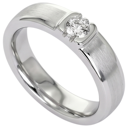 Brushed Finish Round Diamond Men's Ring White Gold 10K 0.50 Carats