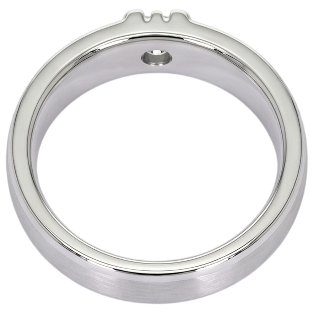 Brushed Finish Round Diamond Men's Ring White Gold 10K 0.50 Carats