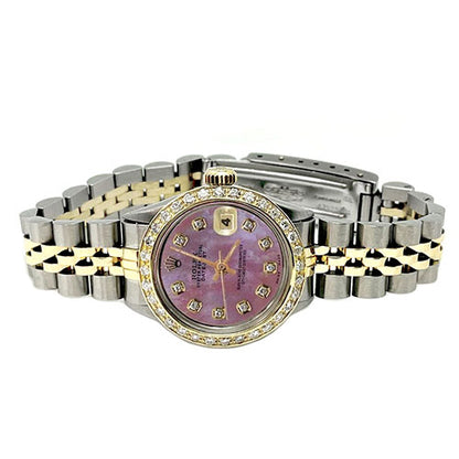 Burgundy Diamond Dial Bezel Ss & Gold Jubilee Bracelet Lady Rolex