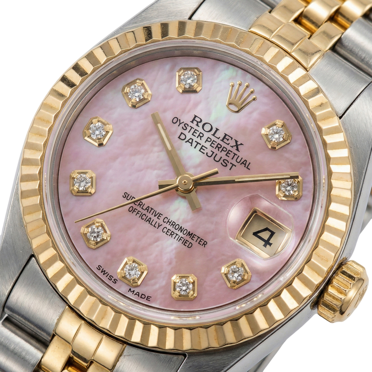 Burgundy Diamond Dial Ss & Gold Jubilee Datejust Lady Watch Rolex
