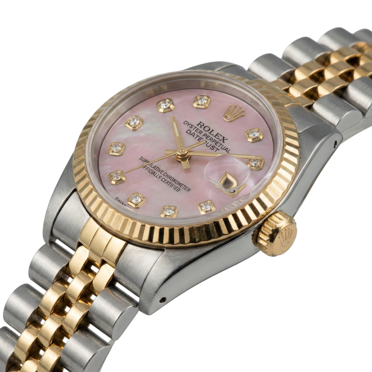 Burgundy Diamond Dial Ss & Gold Jubilee Datejust Lady Watch Rolex