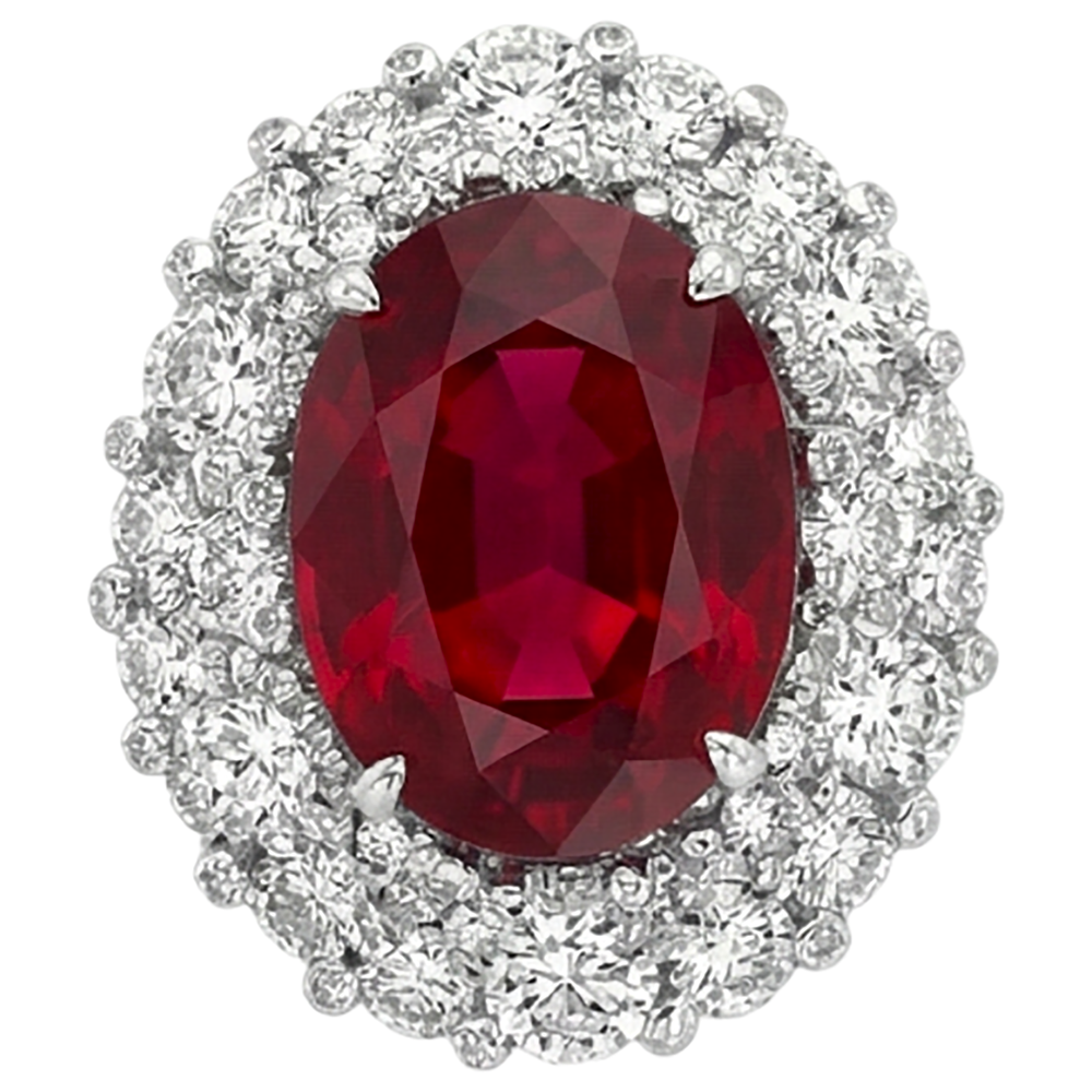 Burma Ruby Natural Earth Mined Diamond Cocktail Ring