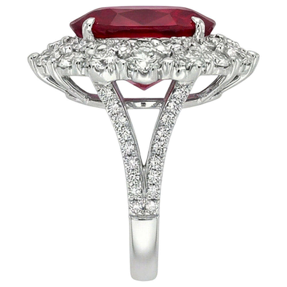 Burma Ruby Natural Earth Mined Diamond Cocktail Ring