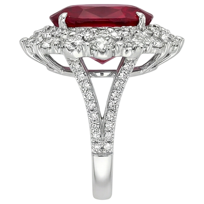 Burma Ruby Natural Earth Mined Diamond Cocktail Ring