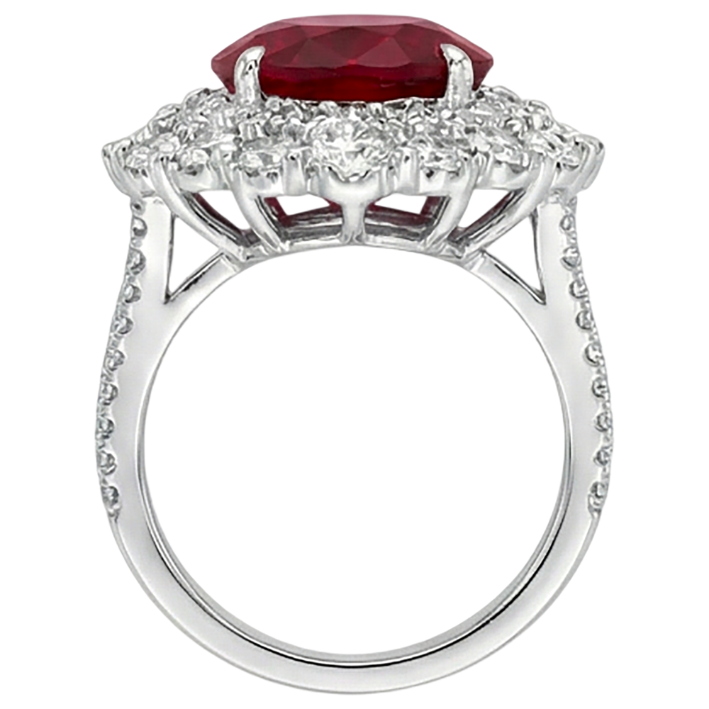 Burma Ruby Natural Earth Mined Diamond Cocktail Ring