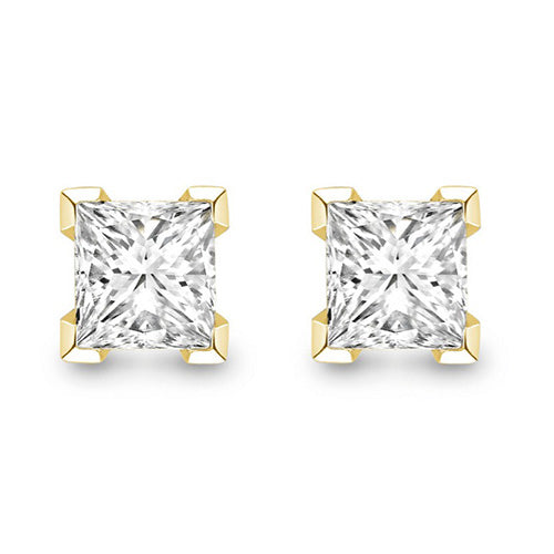 CERTIFICATE 3 Carats Lab Grown Diamonds Women Studs Earrings 14K Yellow Gold