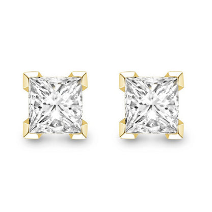 CERTIFICATE 3 Carats Lab Grown Diamonds Women Studs Earrings 14K Yellow Gold