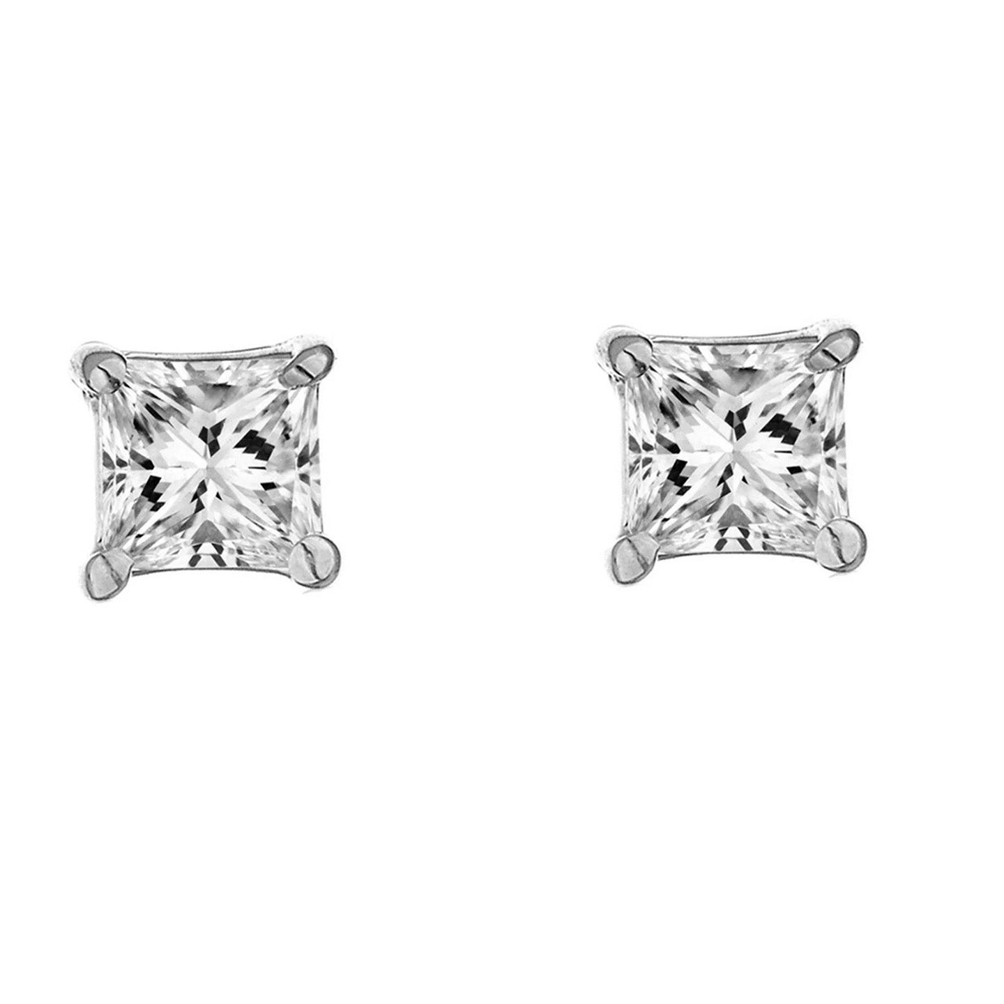 natural princess diamond 3ct earring side angle