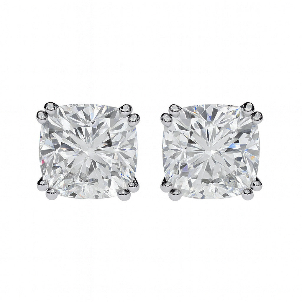 CERTIFIED Cushion Big 4 Cts. Lab Grown Diamond Stud Earrings Jewelry