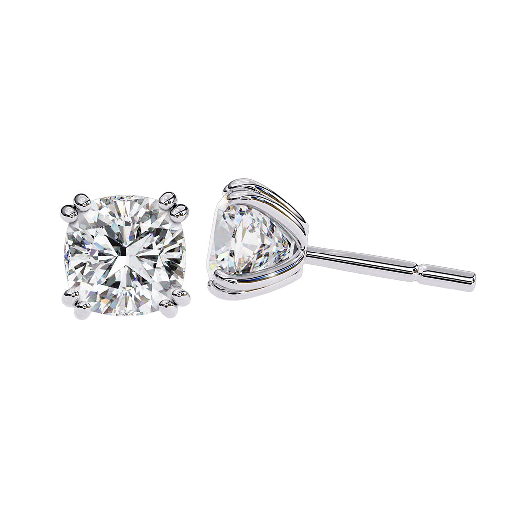 CERTIFIED Cushion Big 4 Cts. Lab Grown Diamond Stud Earrings Jewelry
