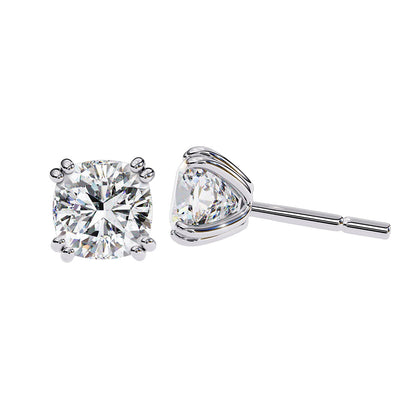 CERTIFIED Cushion Big 4 Cts. Lab Grown Diamond Stud Earrings Jewelry
