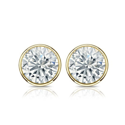 CERTIFIED Lab Grown Diamonds Studs Earrings 4.50 Ct. 14K Yellow Gold Sparkling Bezel Set